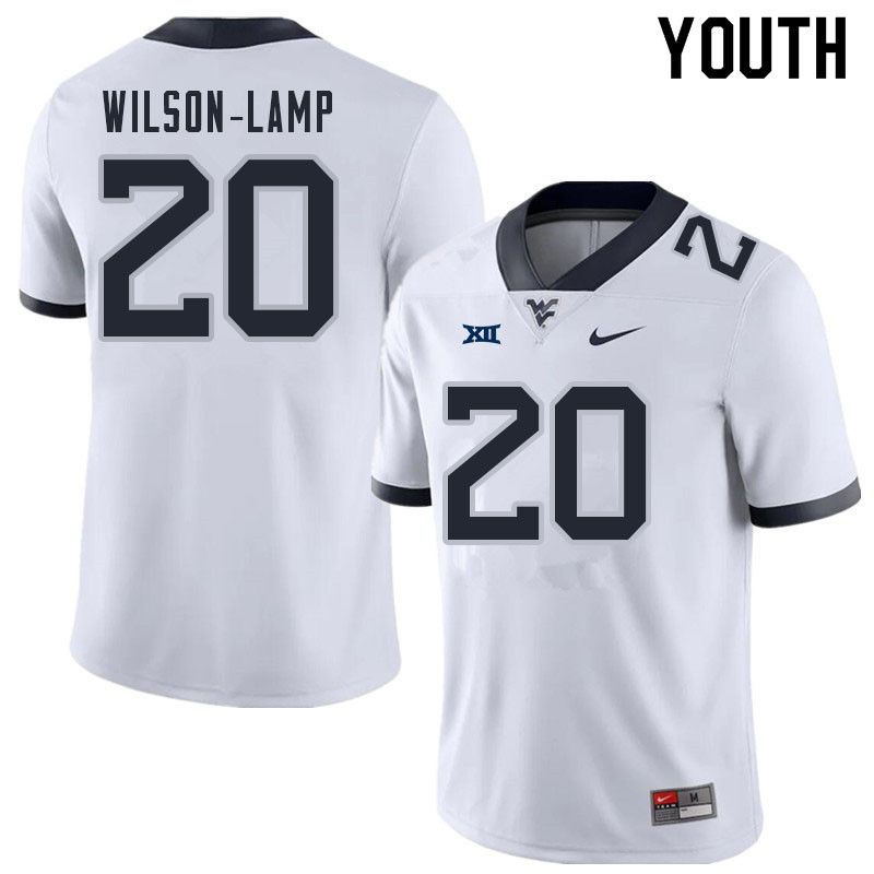 Youth #20 Andrew Wilson-Lamp West Virginia Mountaineers College Football Jerseys Sale-White - Click Image to Close